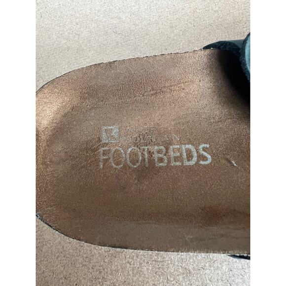 White Mountain Harrington Black Leather Buckle Footbed Slip On Sandals Sz 9M - Picture 7 of 11